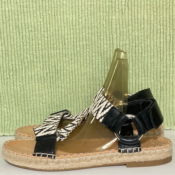 Frye & Co. Womens Kole Asymmetrical Black/White Strap Espadrille Sandals SZ 6.5M - Picture 2 of 11